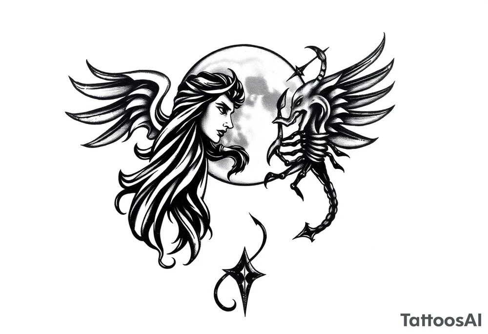 clef,
Zodiac sign Aquarius with ascendant Taurus and Scorpio in the moon tattoo idea