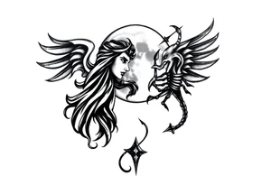 clef,
Zodiac sign Aquarius with ascendant Taurus and Scorpio in the moon tattoo idea