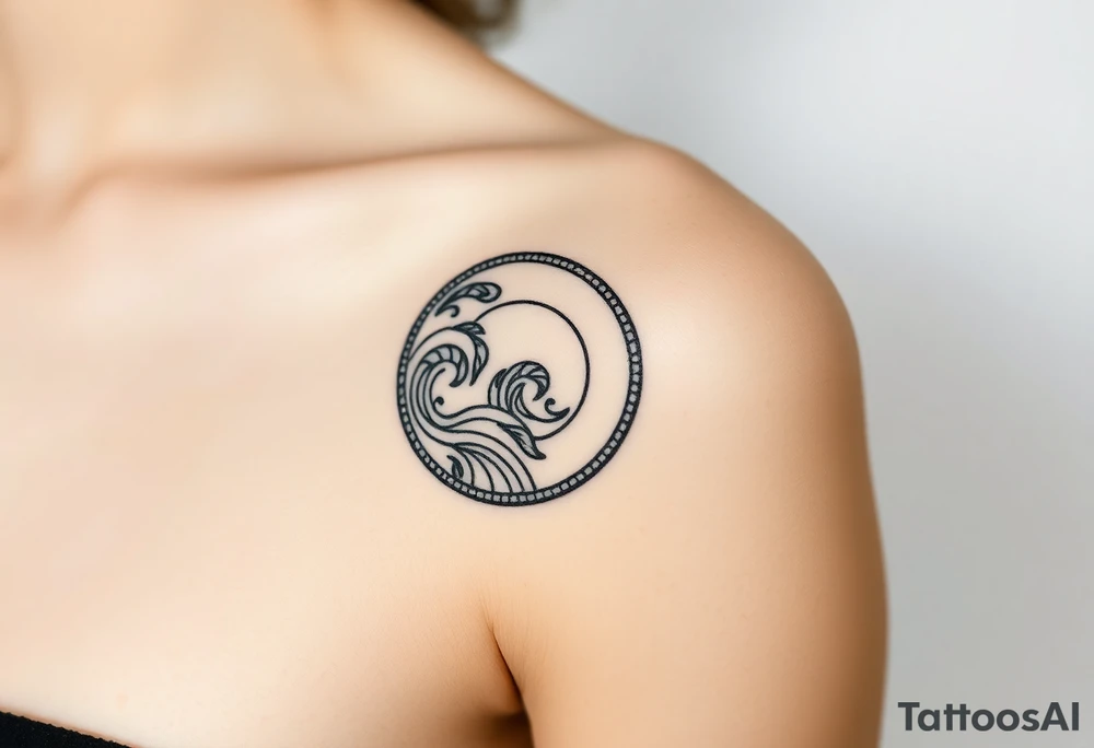 tribal wave patterns in circles tattoo idea