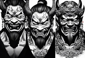The Japanese say you have three faces. The first face, you show to the world. The second face, you show to your close friends and your family. The third face, you never show anyone.

japanese demon tattoo idea