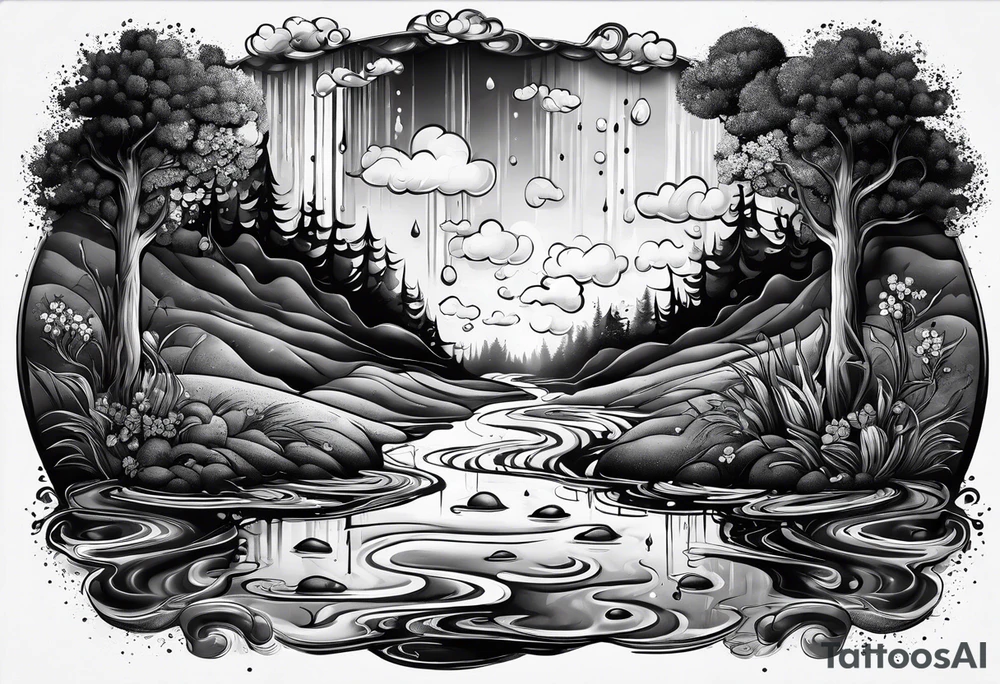 rain puddle under feet tattoo idea