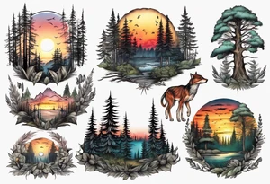 sunset in the forrest tattoo idea
