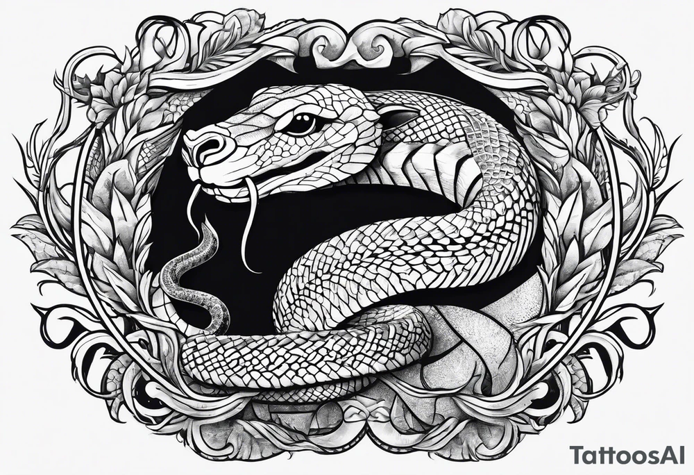 On the goat's head is a snake. tattoo idea