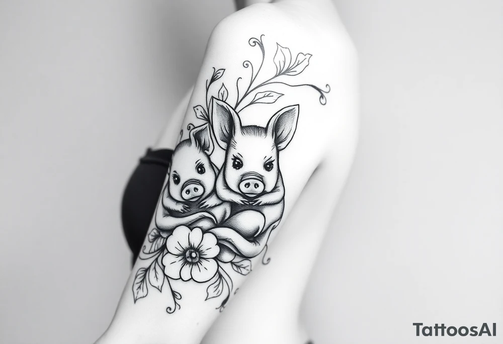 3 little piggy's hiding tattoo idea