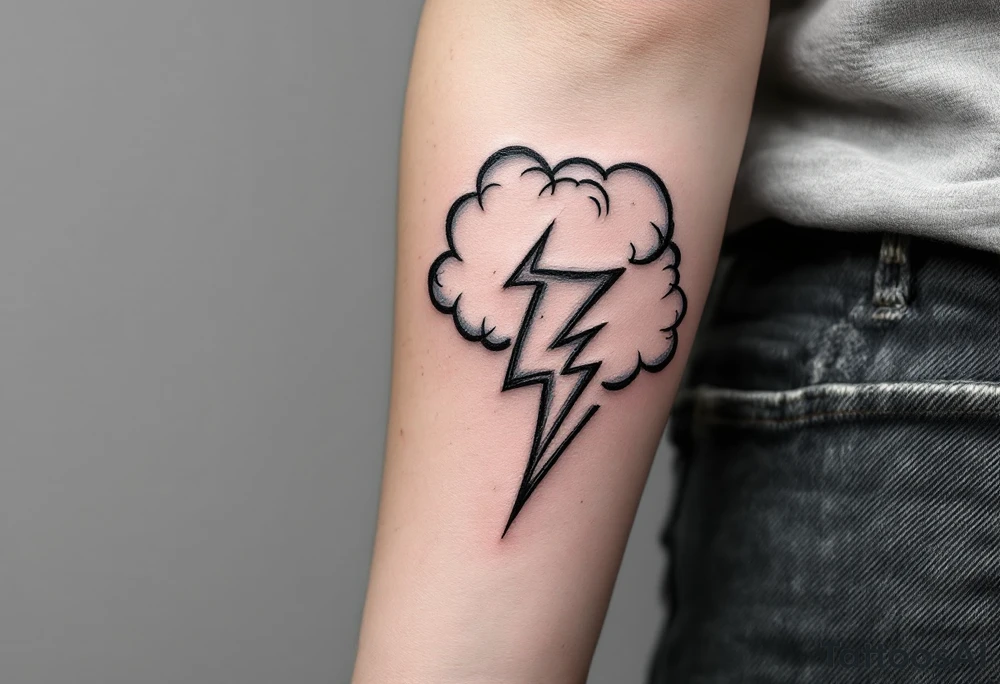 Thunderstorms with music symbol tattoo idea