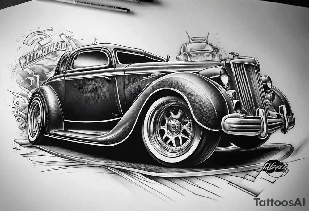 Petrolhead style car tattoo idea
