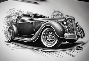 Petrolhead style car tattoo idea