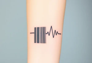 A barcode where one of the lines transitions into a heartbeat monitor pattern, symbolizing love that keeps beating strong tattoo idea