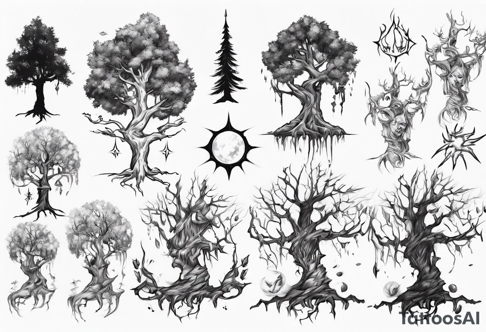 Dying night elf tree tattoo idea