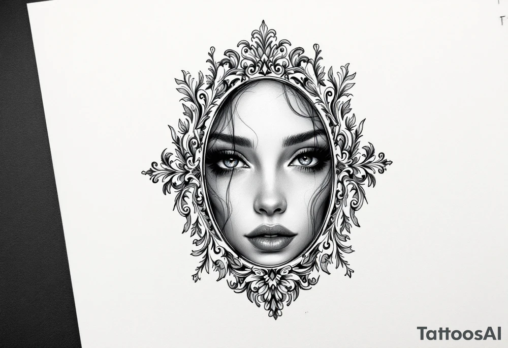 Goth mirror frame tattoo idea