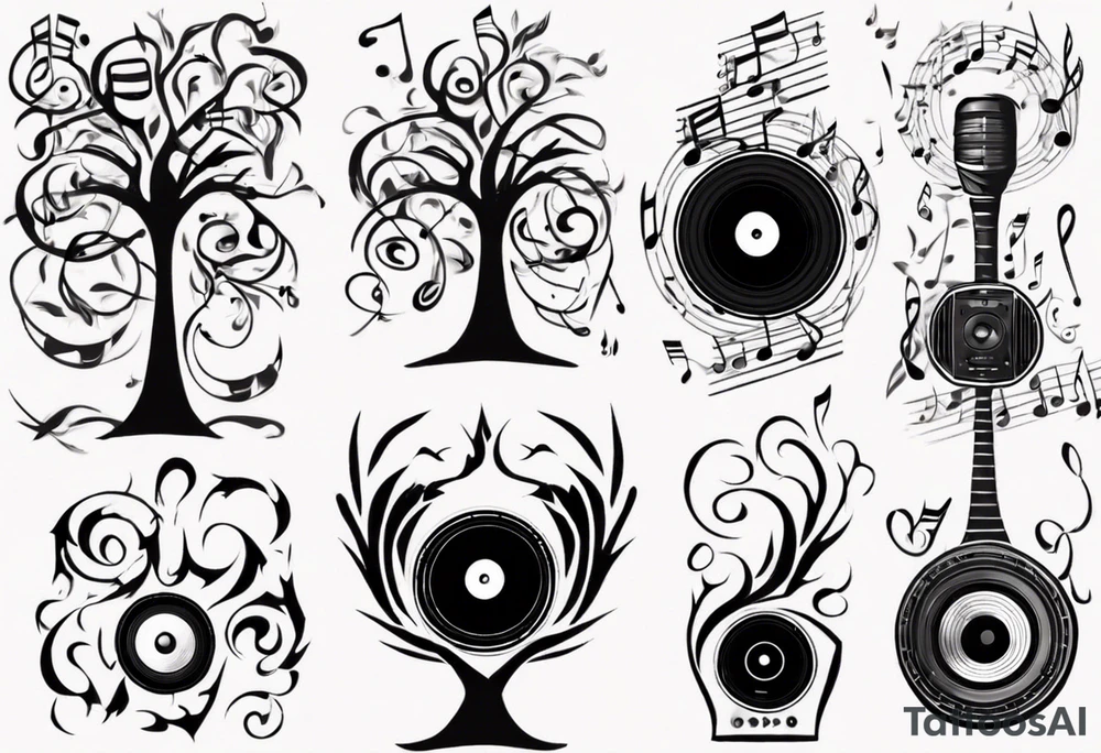 music speaker note tree stave note tattoo idea