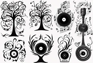 music speaker note tree stave note tattoo idea