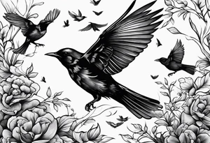blackbirds in flight tattoo idea