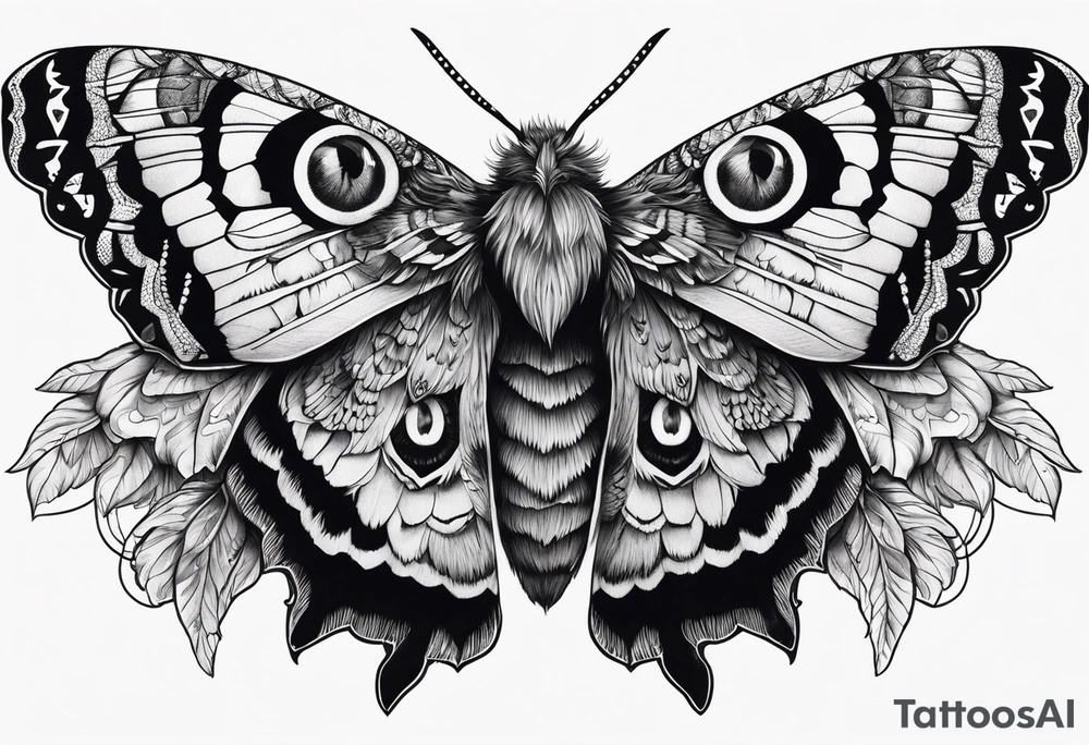 Dead head moth with owl eyes tattoo idea