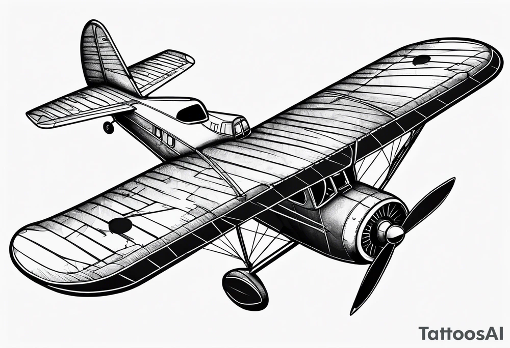 sketch of adventure plane in perspective from the bottom tattoo idea