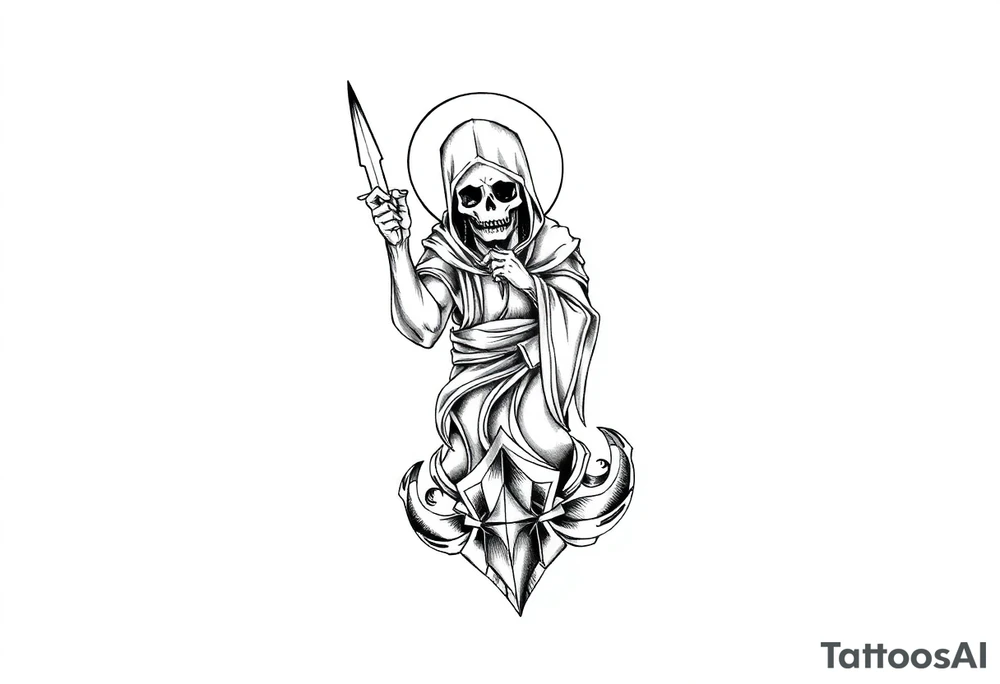 Death tarot card half sleeve tattoo idea