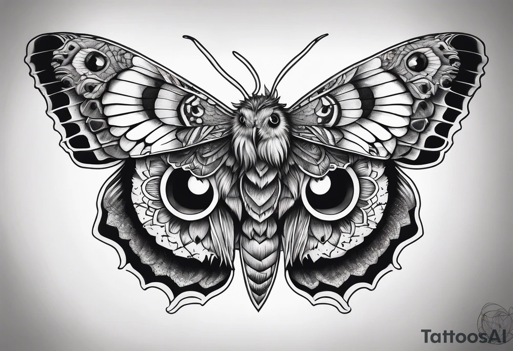 Dead head moth with owl eyes tattoo idea