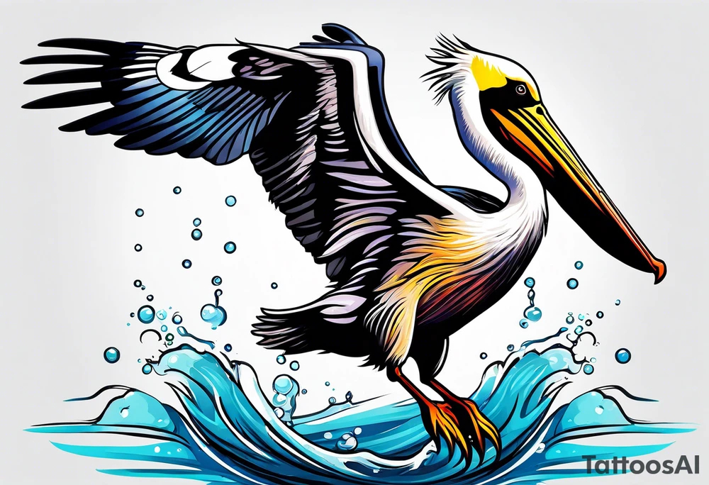 plunge diving pelican tattoo idea