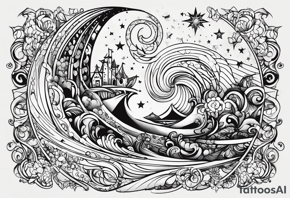 I want the name "Drew" with a space background tattoo idea