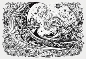 I want the name "Drew" with a space background tattoo idea