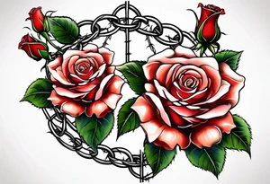 roses with thorns and barbed wire intertwined tattoo idea