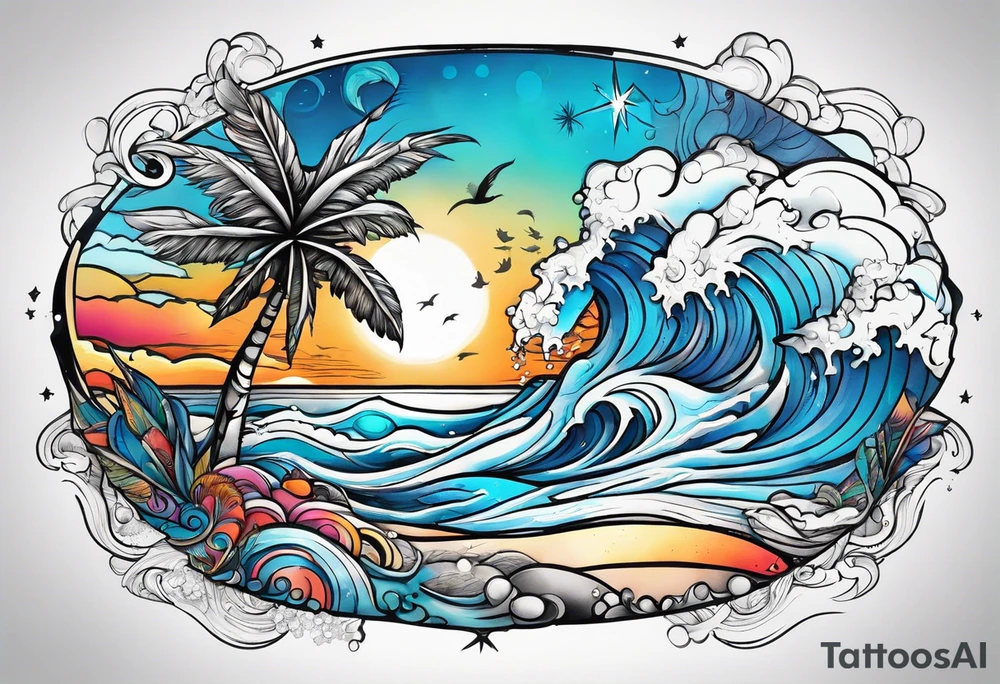 Beach and snow tattoo idea