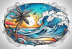 Beach and snow tattoo idea