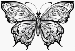 butterfly with the name Alike under it tattoo idea