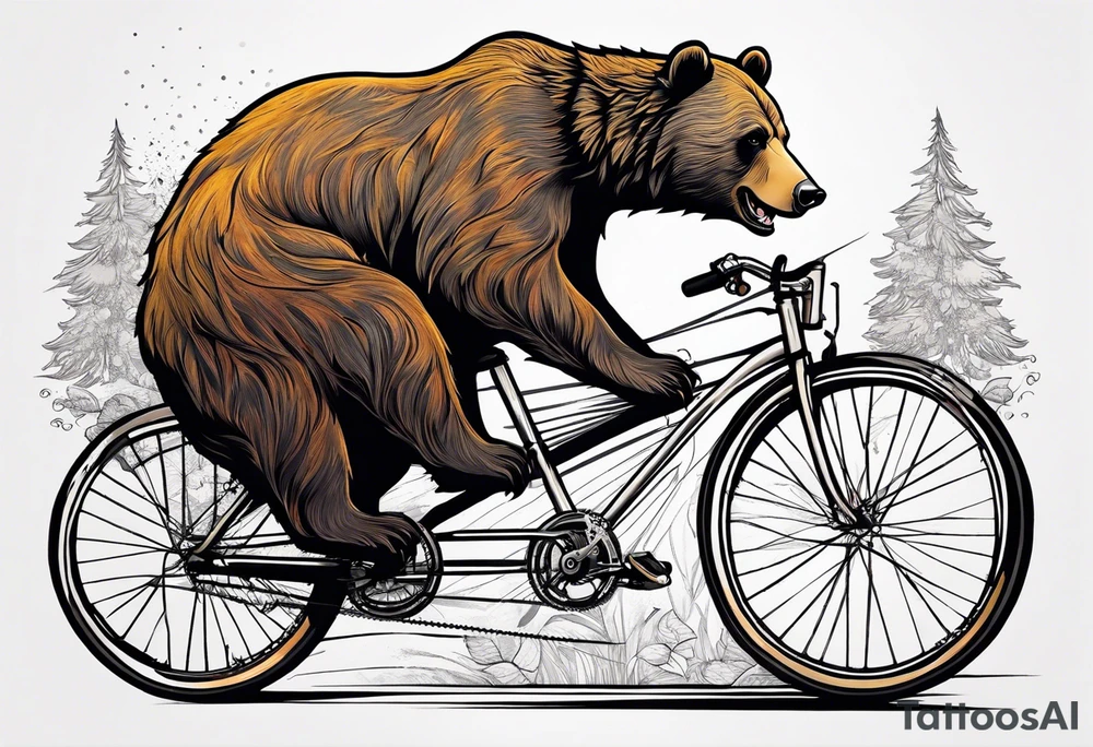 bear riding a bicycle tattoo idea