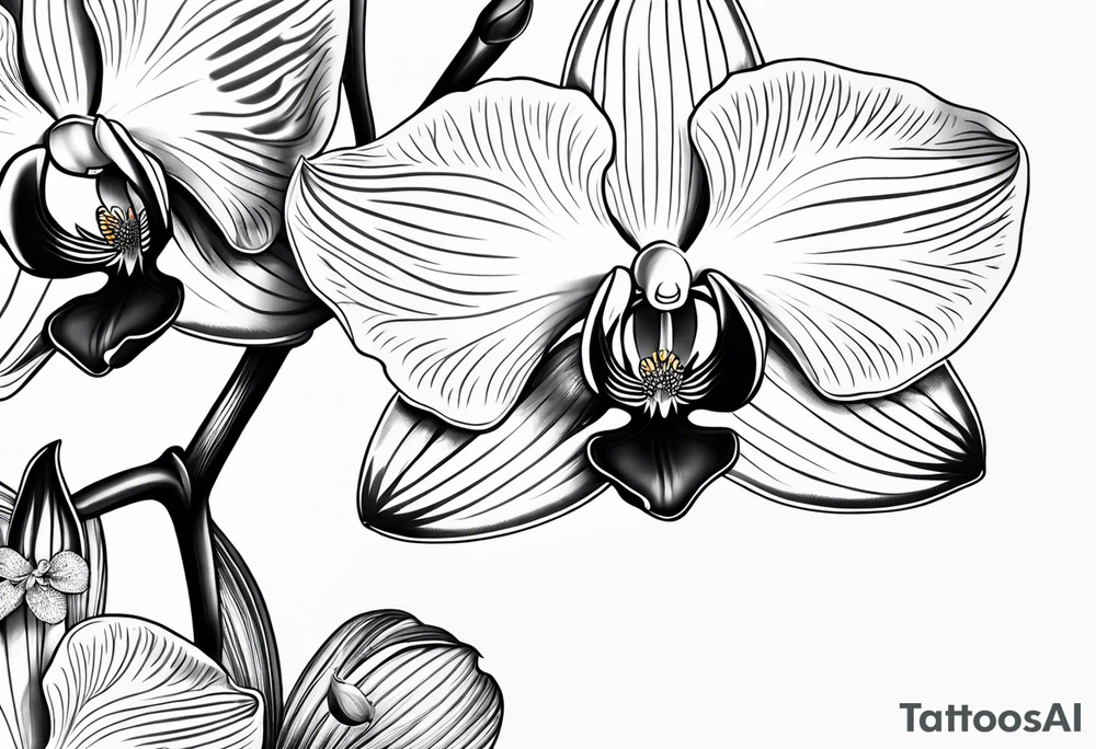 Orquídea olho de boca com flores da primavera tattoo idea