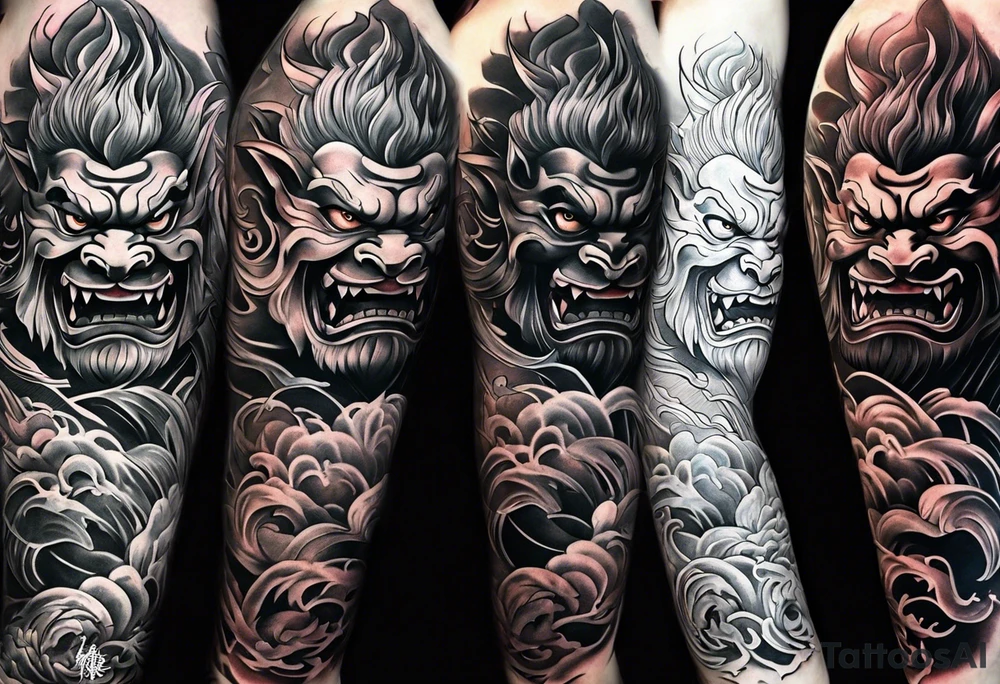 Japanese oni sleve tattoo idea