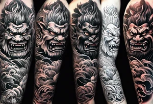 Japanese oni sleve tattoo idea