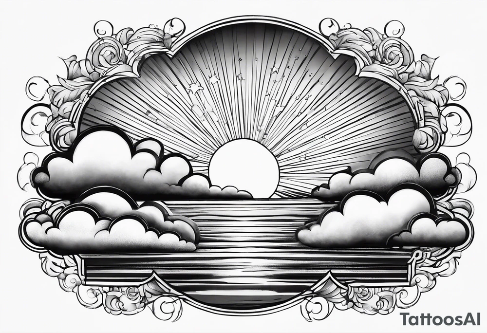 Sunrays and clouds tattoo idea