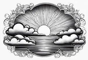 Sunrays and clouds tattoo idea