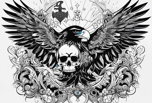 kali, goddess pirate, pachamama, valkrye, warrior, skull, lotus azul, wing, eagle, zenza resonance, stars tattoo idea