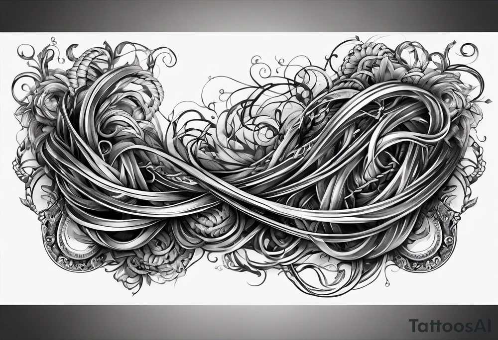 long horizontal strip made of entangled ropes tattoo idea