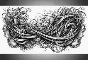 long horizontal strip made of entangled ropes tattoo idea