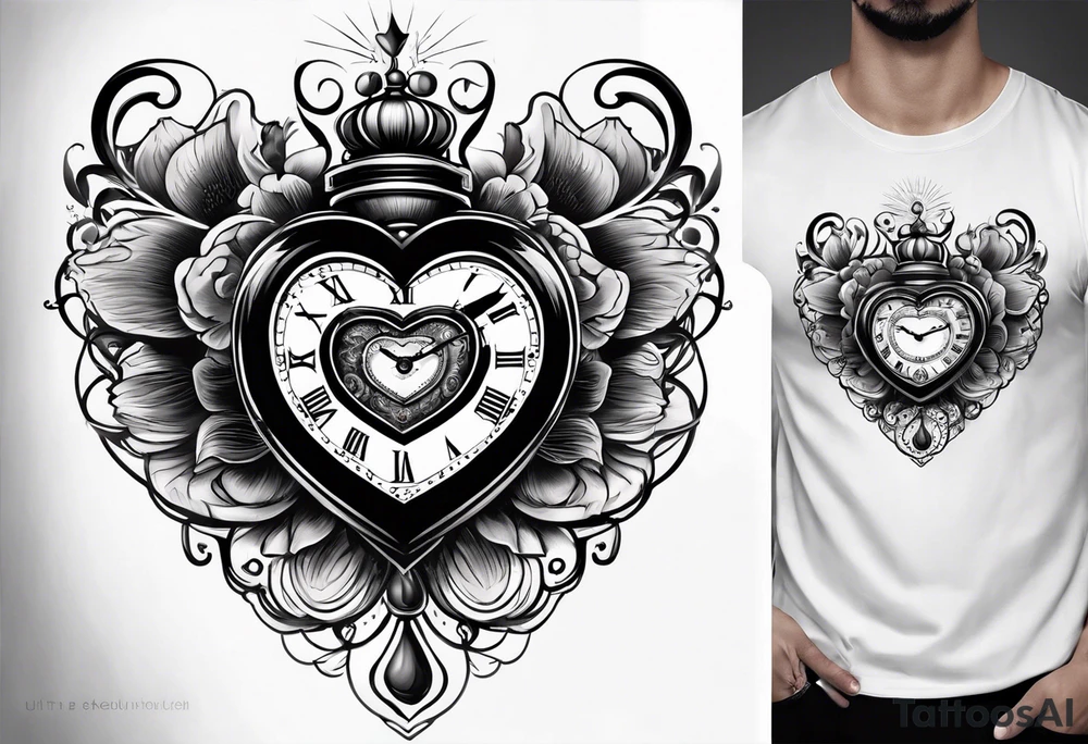 Heart with clock hands on 8 and 5 tattoo idea