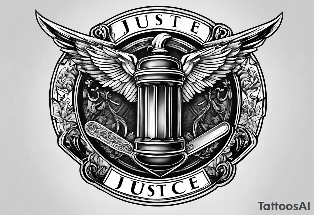 justice emblem with knife and scale tattoo idea