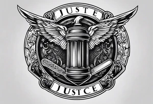justice emblem with knife and scale tattoo idea