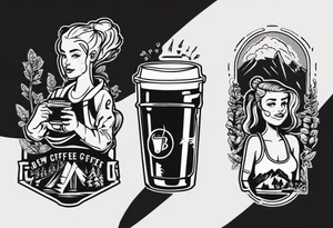 two girls, coffee, hiking, cycling, beer, gym tattoo idea