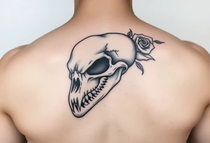 Alligator Tudor rose skull tattoo idea