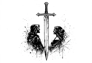 Relentless, sword, Christian, family, happiness tattoo idea