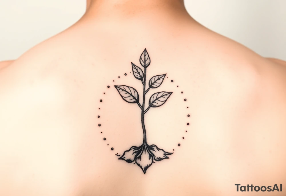 minimalistic symbolic sprout tattoo as a cycle that symbolizes that every year we just grow all over again tattoo idea
