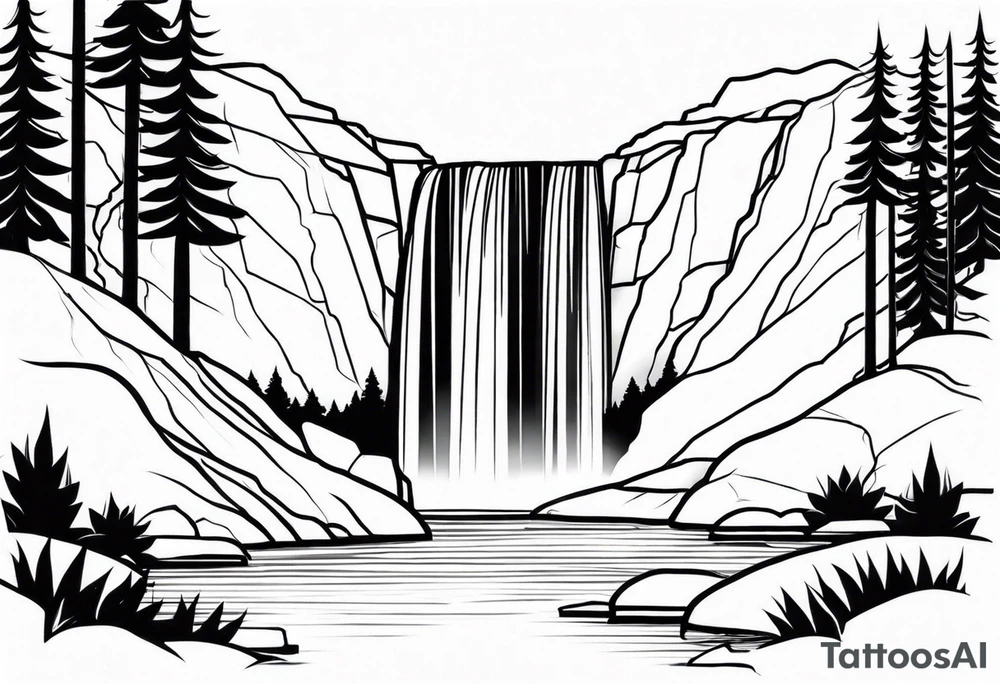 Waterfall in a mountain tattoo idea