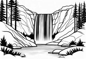 Waterfall in a mountain tattoo idea