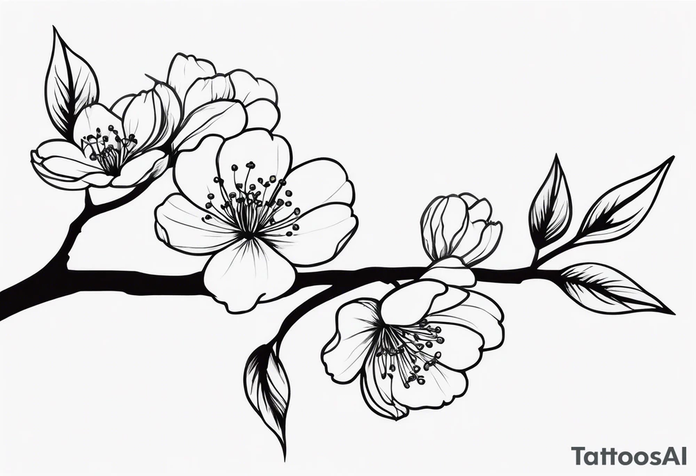 long Cherry blossum branch, from shoulder to wrist, blossom fully at the end tattoo idea