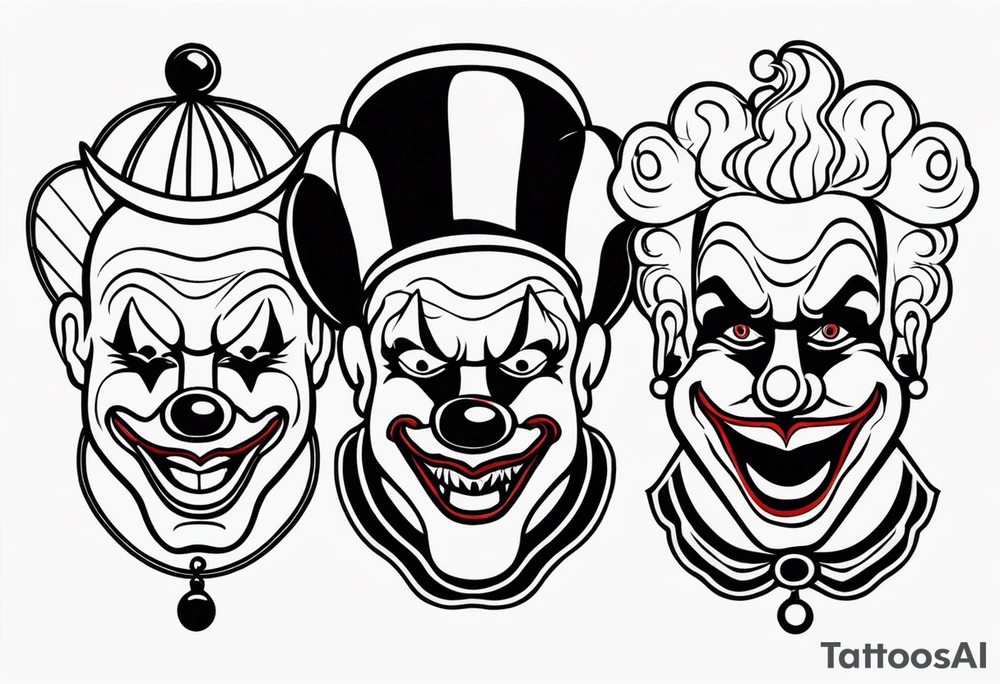 Happy Clown Sad Clown Scary Clown tattoo idea