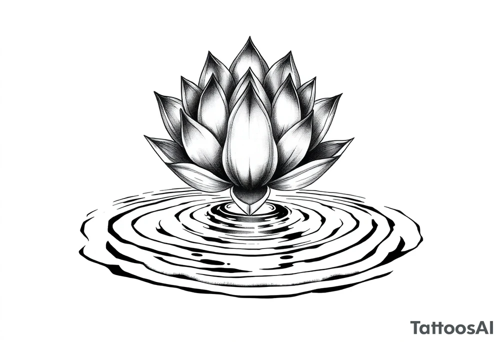 serene lotus flower emerging from sacred waters with ripples tattoo idea