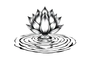 serene lotus flower emerging from sacred waters with ripples tattoo idea
